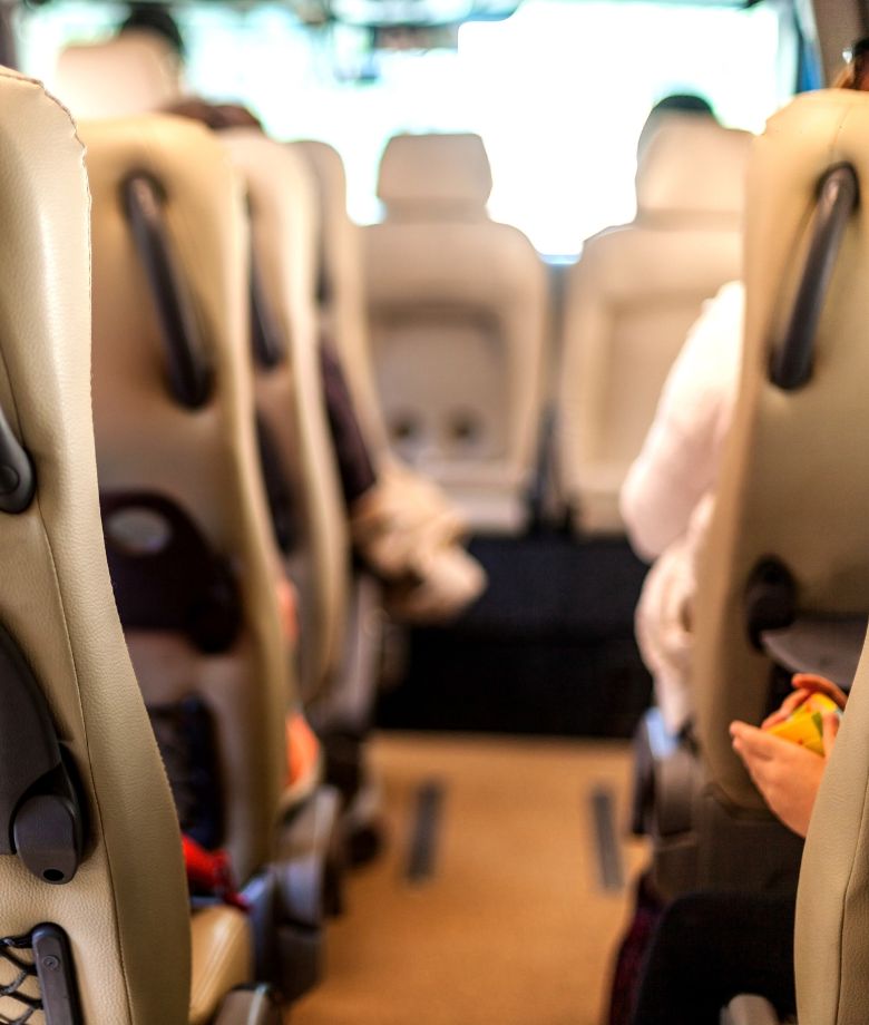 Wnętrze busa jadącego z Holandii do Polski