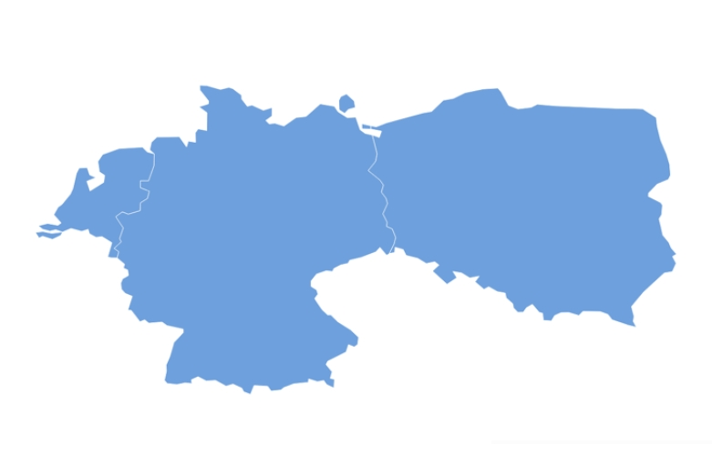 Mapa Polski, Niemiec i Holandii